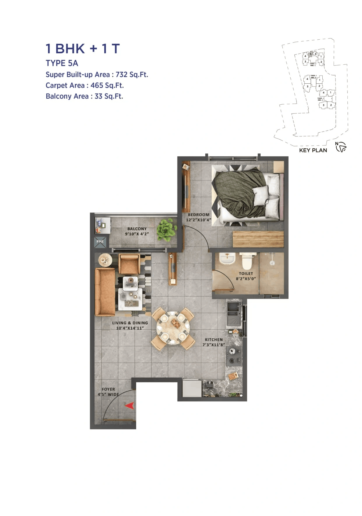 Sattva Forest Ridge Unit plan - 465 sq.ft.