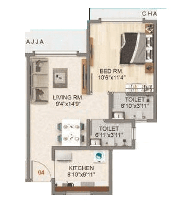 Adityaraj Majestic Unit plan - 430 sq.ft.