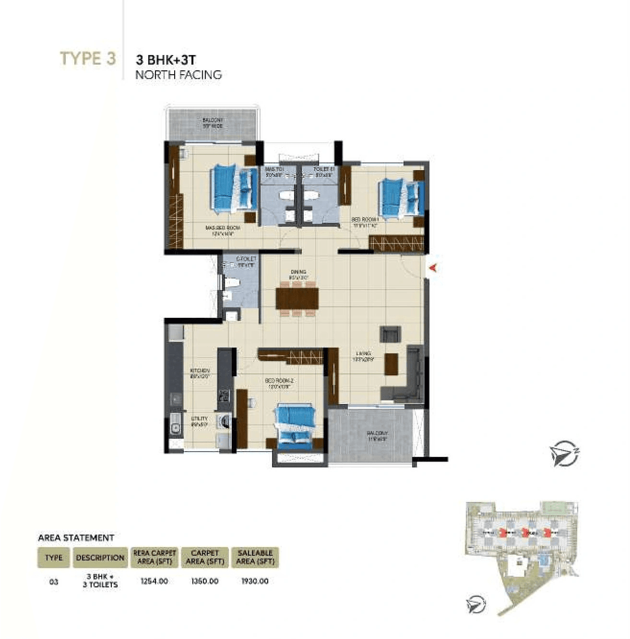 NCC Urban Lake Springs Unit plan - 1254 sq.ft.