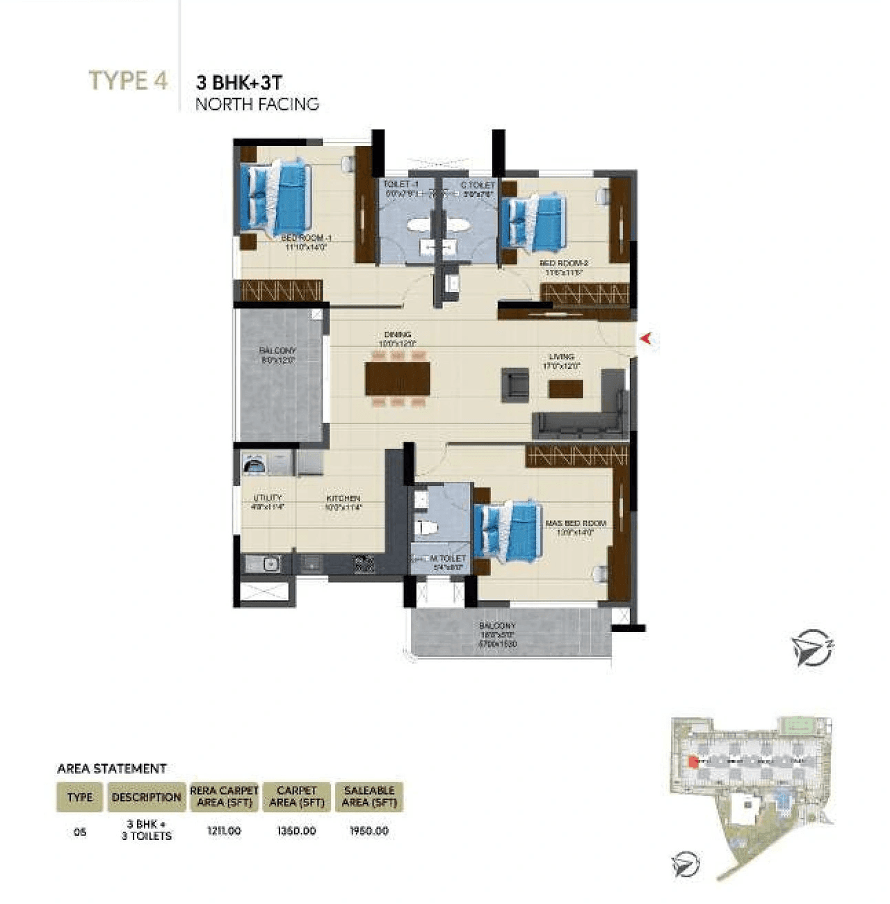 NCC Urban Lake Springs Unit plan - 1211 sq.ft.