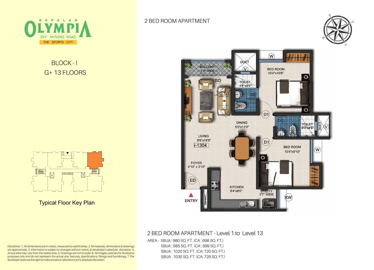 Gopalan Olympia Unit plan - 699 sq.ft.