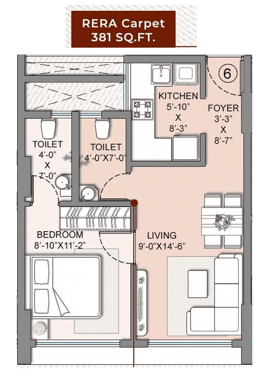 Roha Eva Aspire Unit plan - 381 sq.ft.