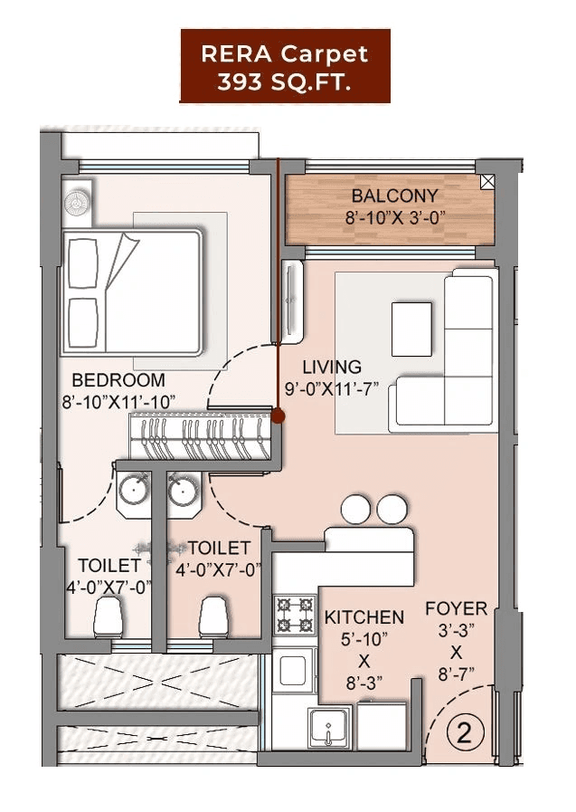 Roha Eva Aspire Unit plan - 393 sq.ft.