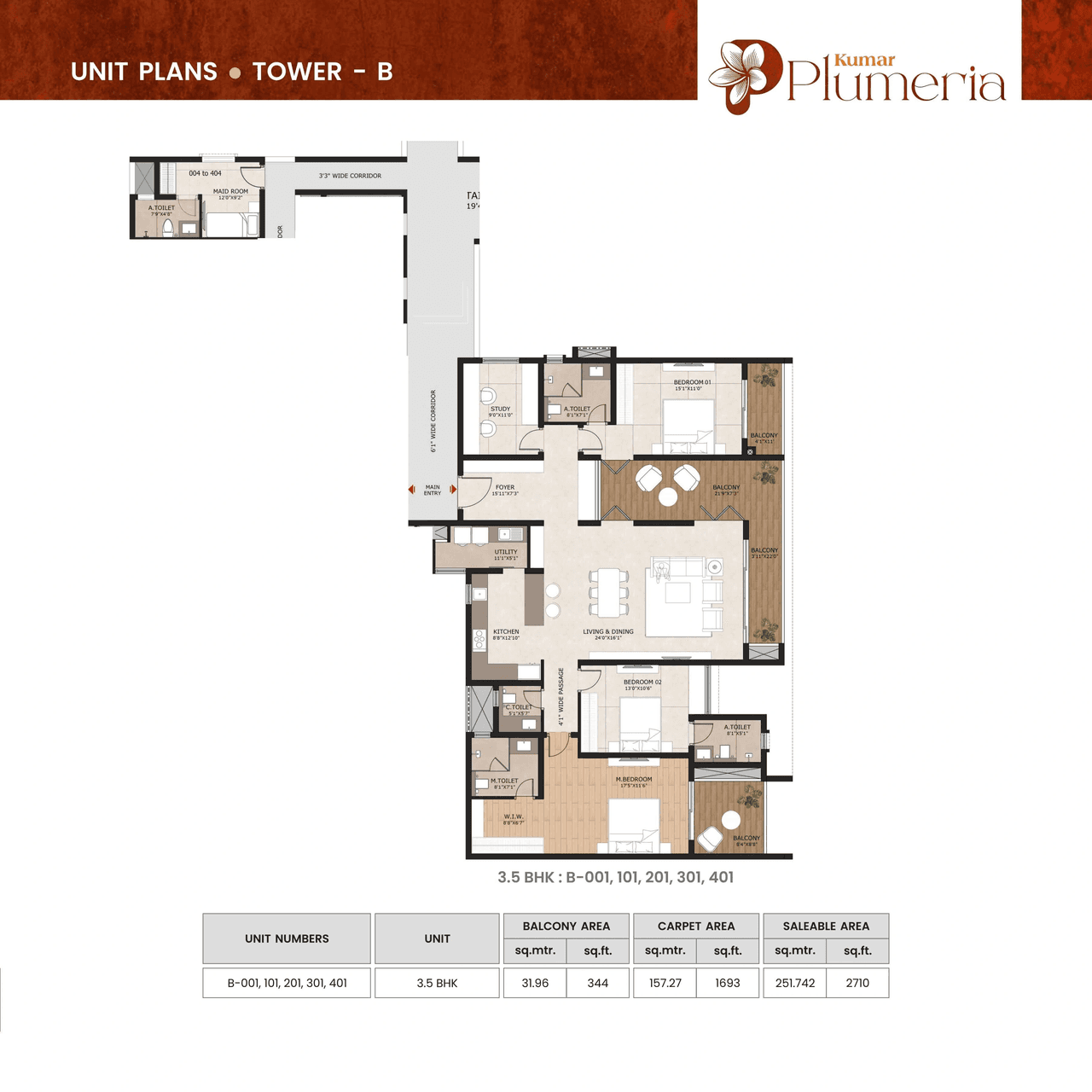 Kumar Plumeria Unit plan - 2037 sq.ft.