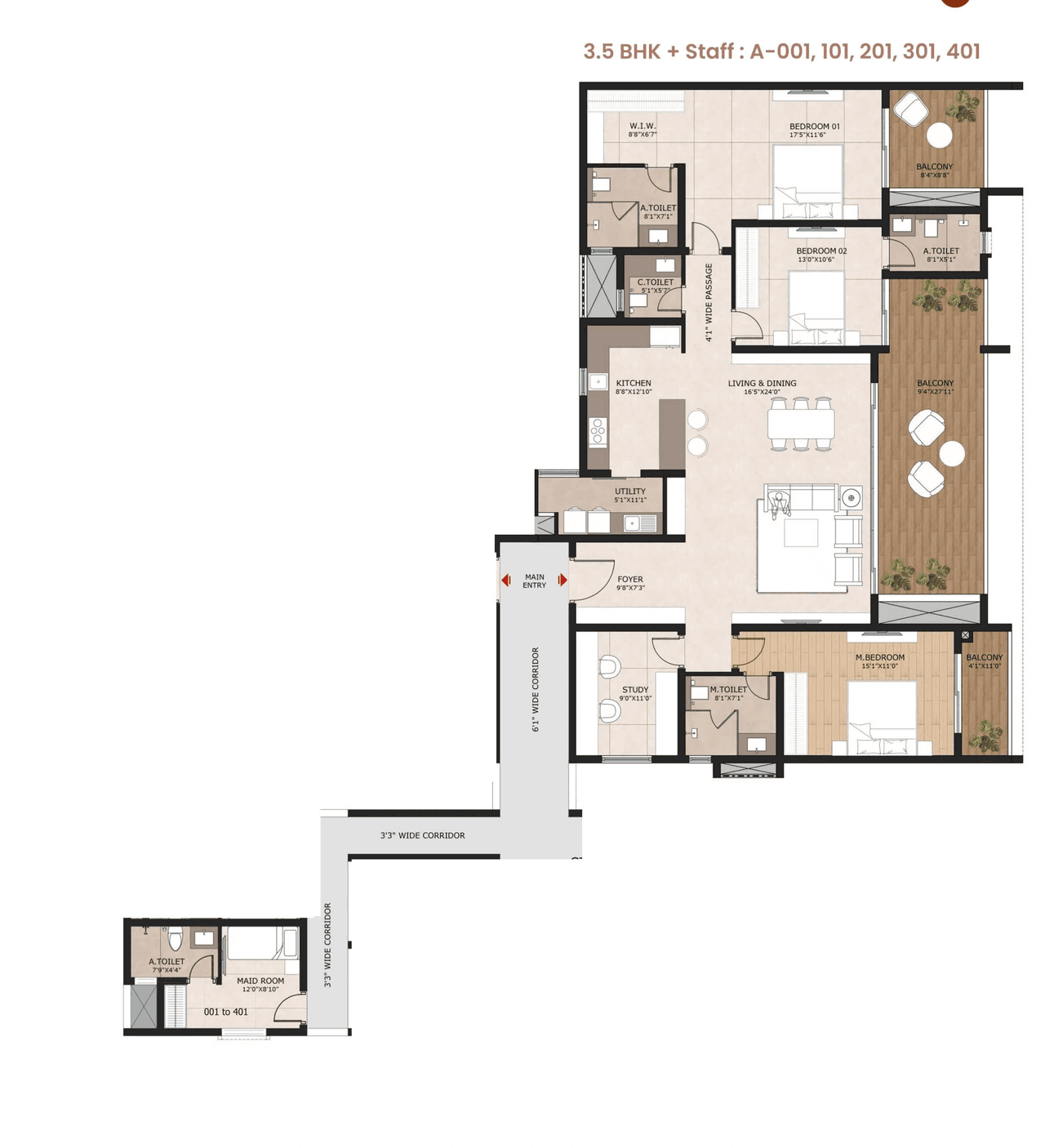 Kumar Plumeria Unit plan - 2148 sq.ft.