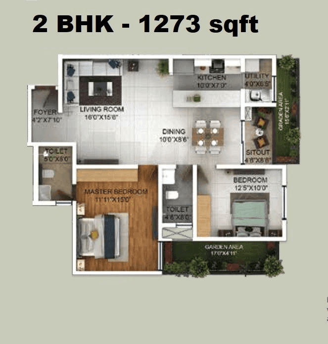 Unit plan - 852 sq.ft.