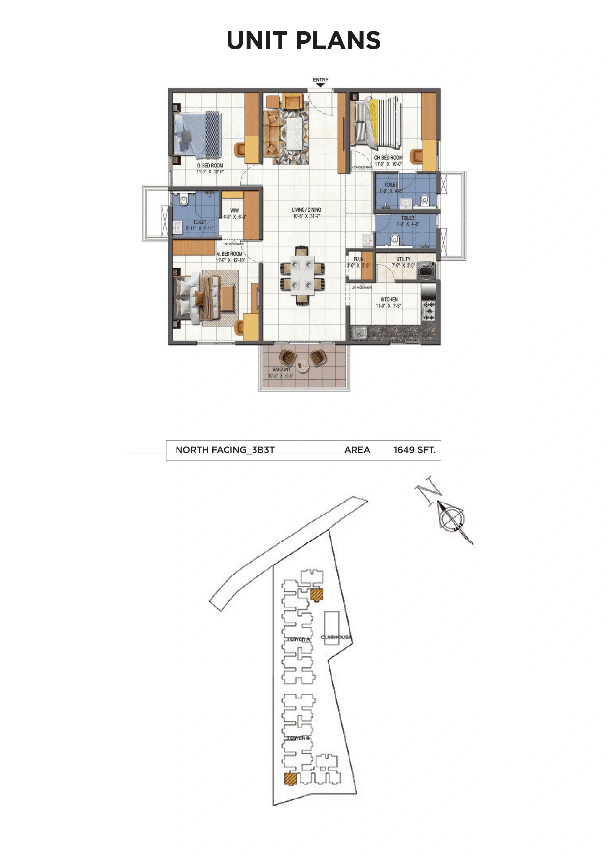 Urbanrise Opulence Unit plan - 1155 sq.ft.
