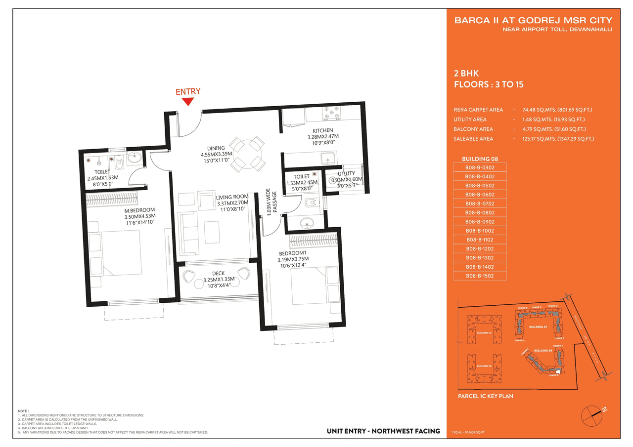 Godrej Barca MSR City Unit plan - 801 sq.ft.