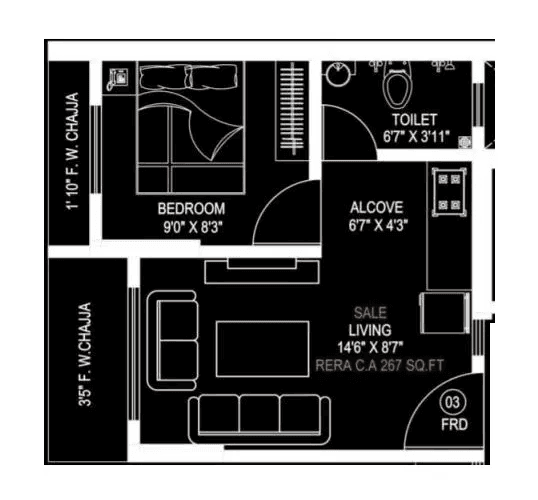 UVK Vastu Shilp Unit plan - 267 sq.ft.