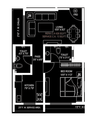 UVK Vastu Shilp Unit plan - 439 sq.ft.