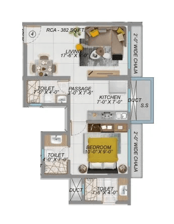 Shreeji Bliss Unit plan - 382 sq.ft.