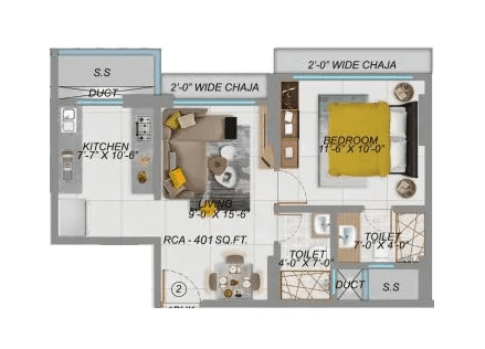 Shreeji Bliss Unit plan - 400 sq.ft.