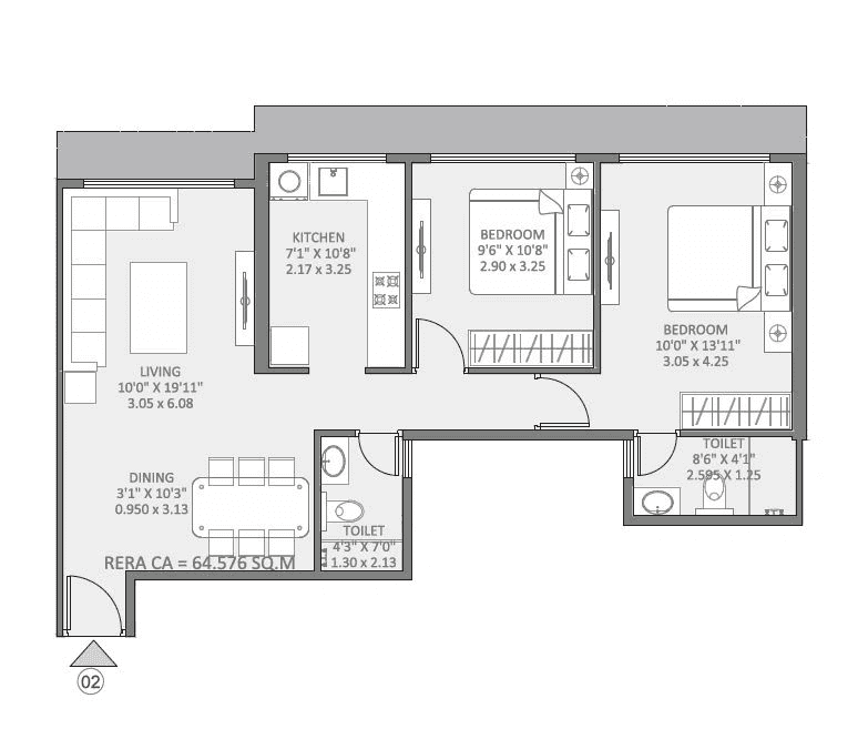 Unit plan - 695 sq.ft.