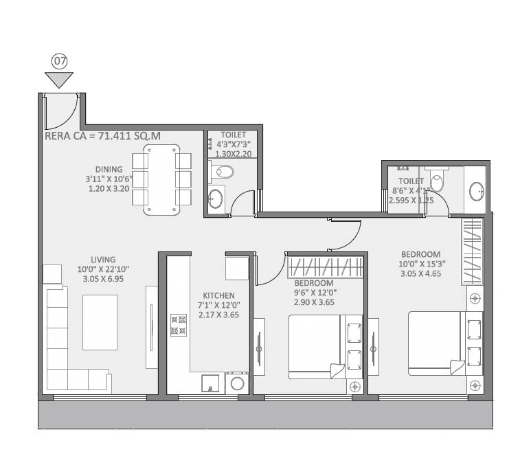 Unit plan - 769 sq.ft.