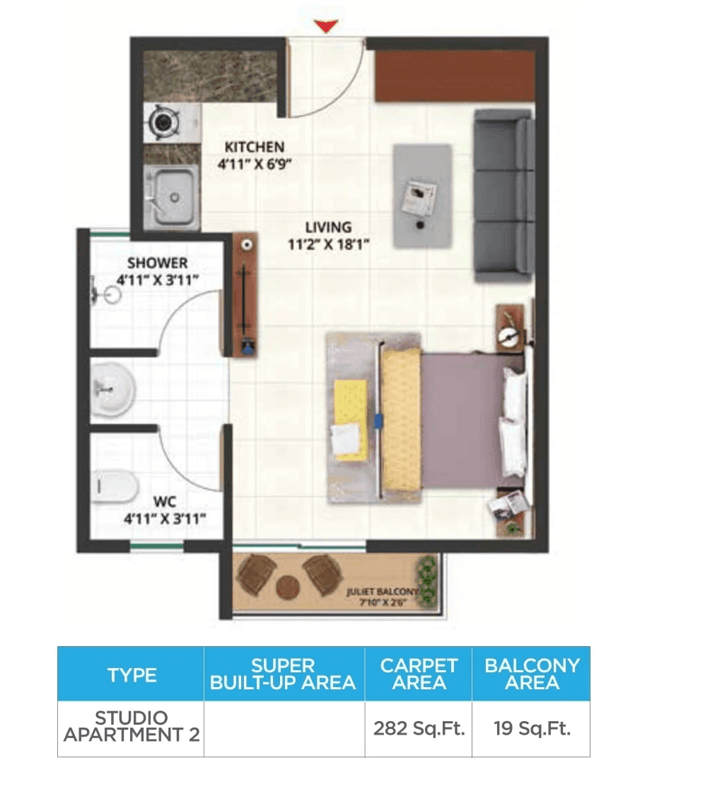 Sattva Aeropolis Unit plan - 299 sq.ft.