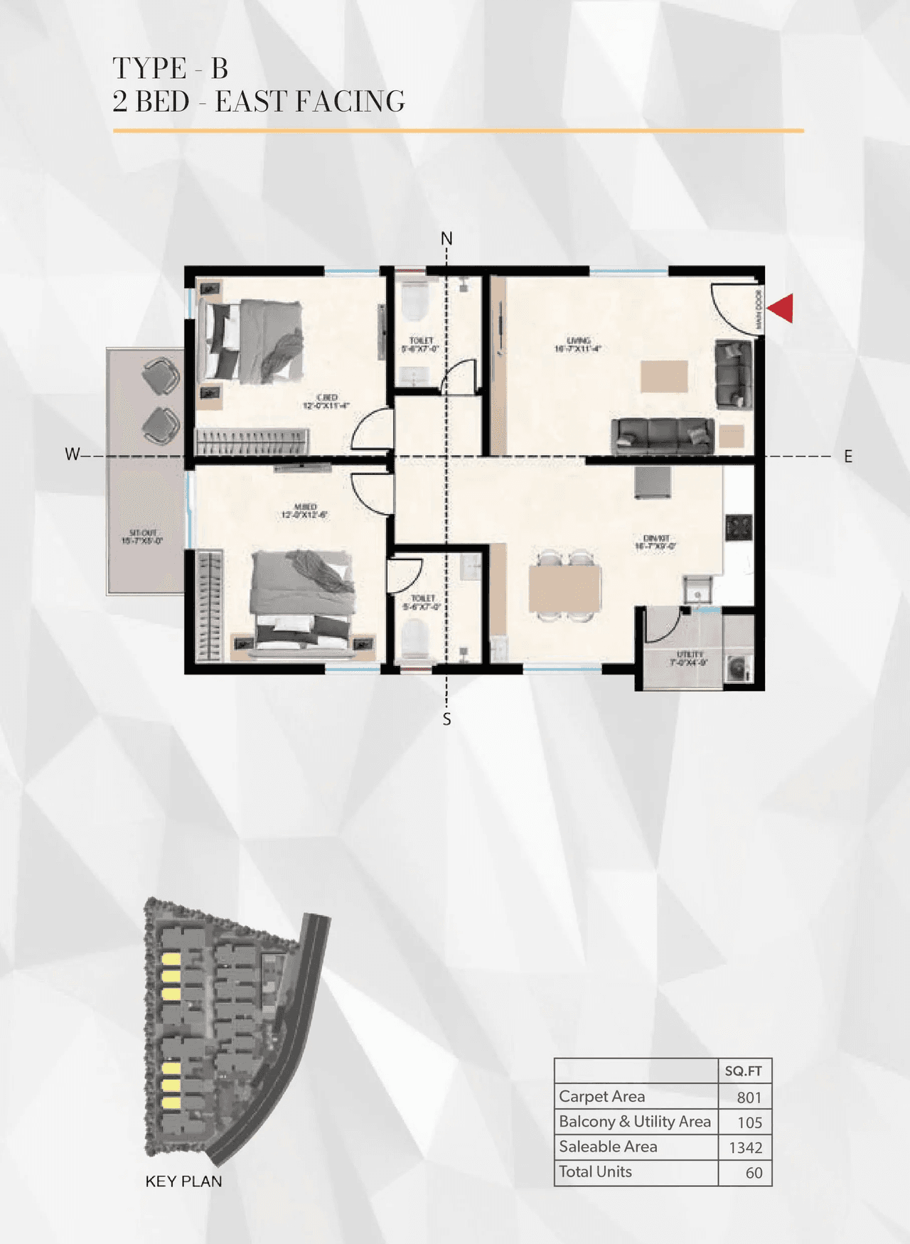 Vaishnaoi Garuda Unit plan - 801 sq.ft.