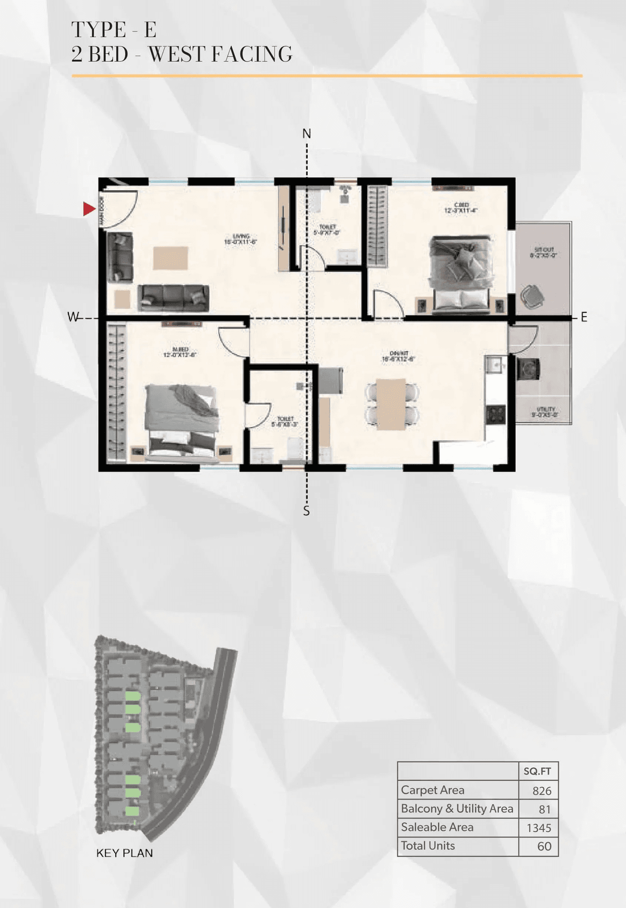 Vaishnaoi Garuda Unit plan - 826 sq.ft.