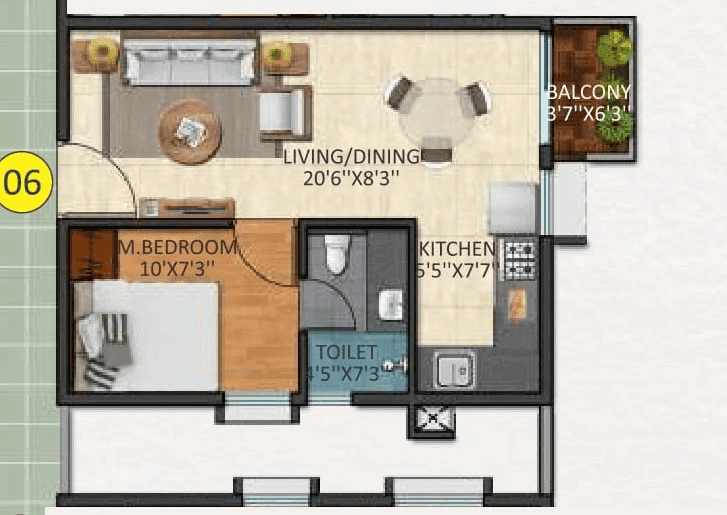 Triaxis Splendour Plus Unit plan - 309 sq.ft.