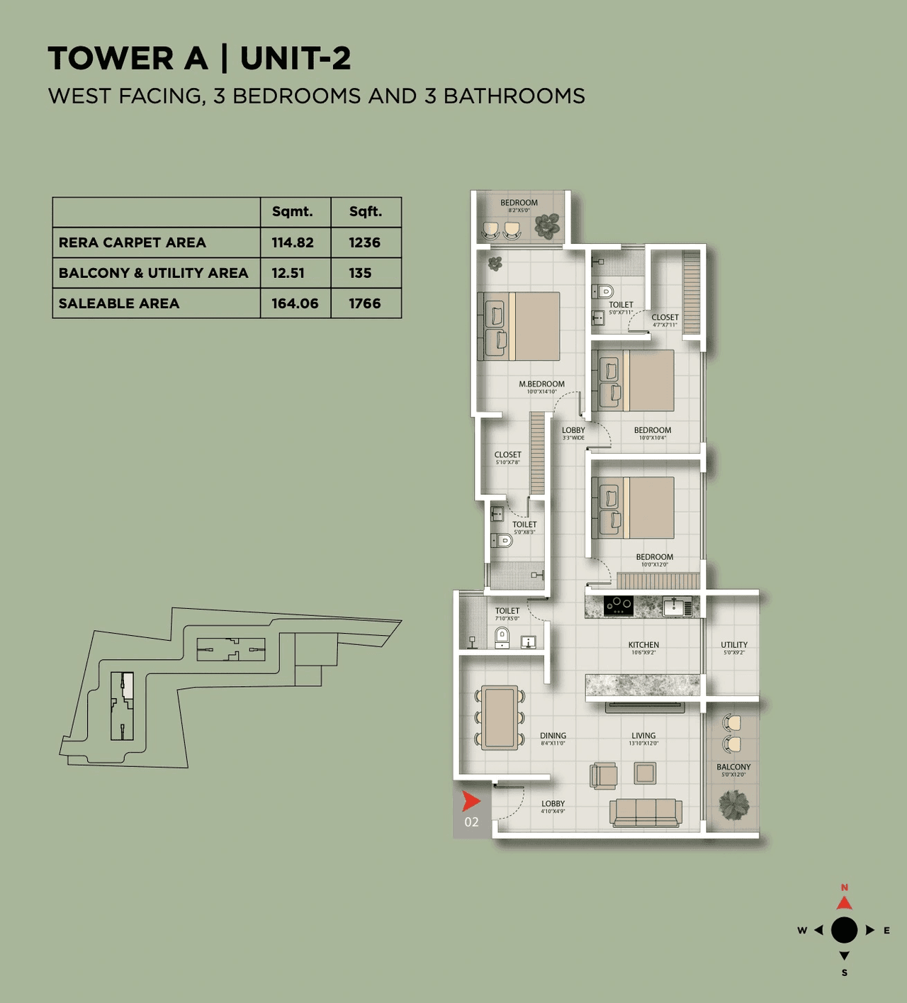 Urbanest Eastfield Unit plan - 1236 sq.ft.