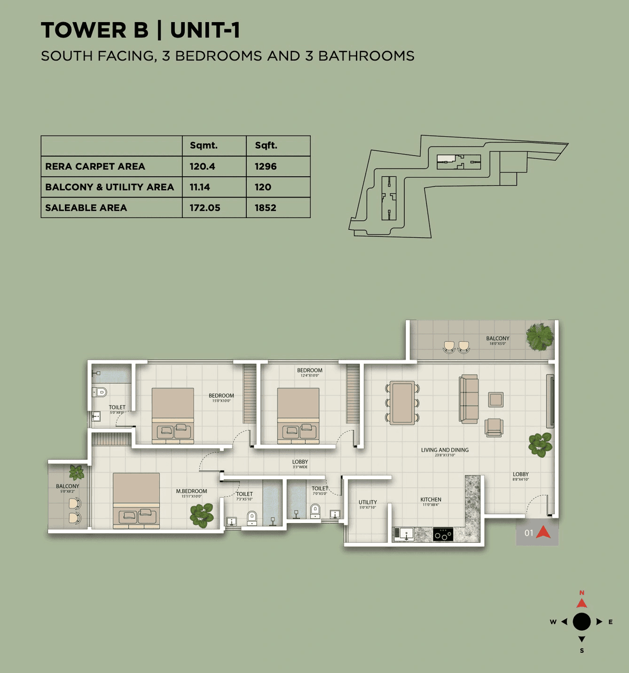 Urbanest Eastfield Unit plan - 1286 sq.ft.