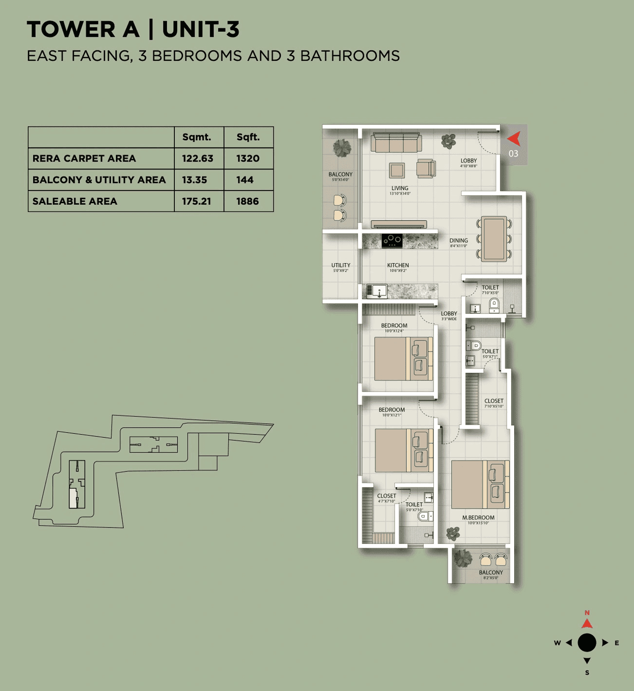 Urbanest Eastfield Unit plan - 1320 sq.ft.