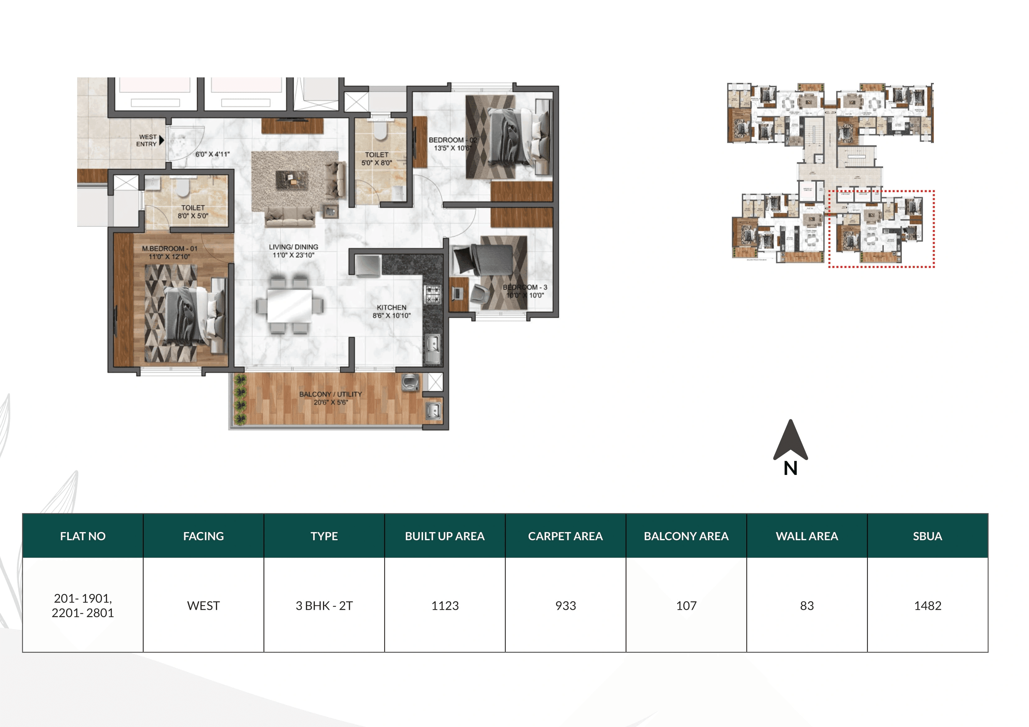 Unit plan - 933 sq.ft.