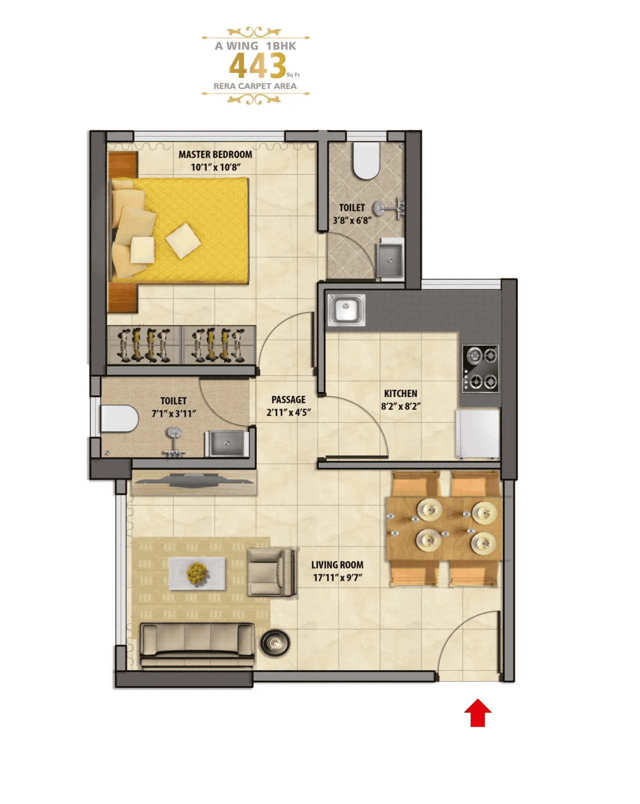 Shreeji Serenity Unit plan - 443 sq.ft.