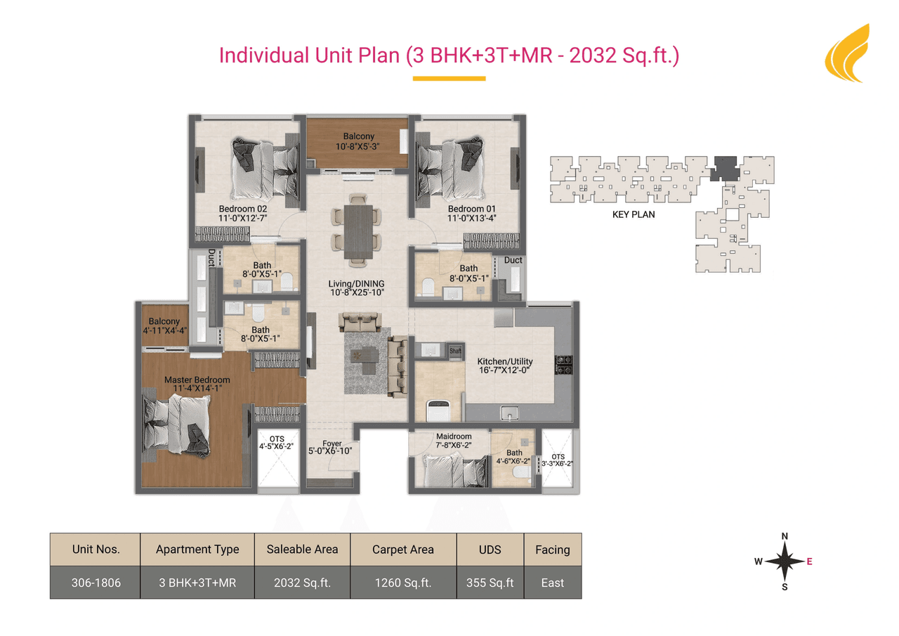 DRA iHEART Unit plan - 1259 sq.ft.