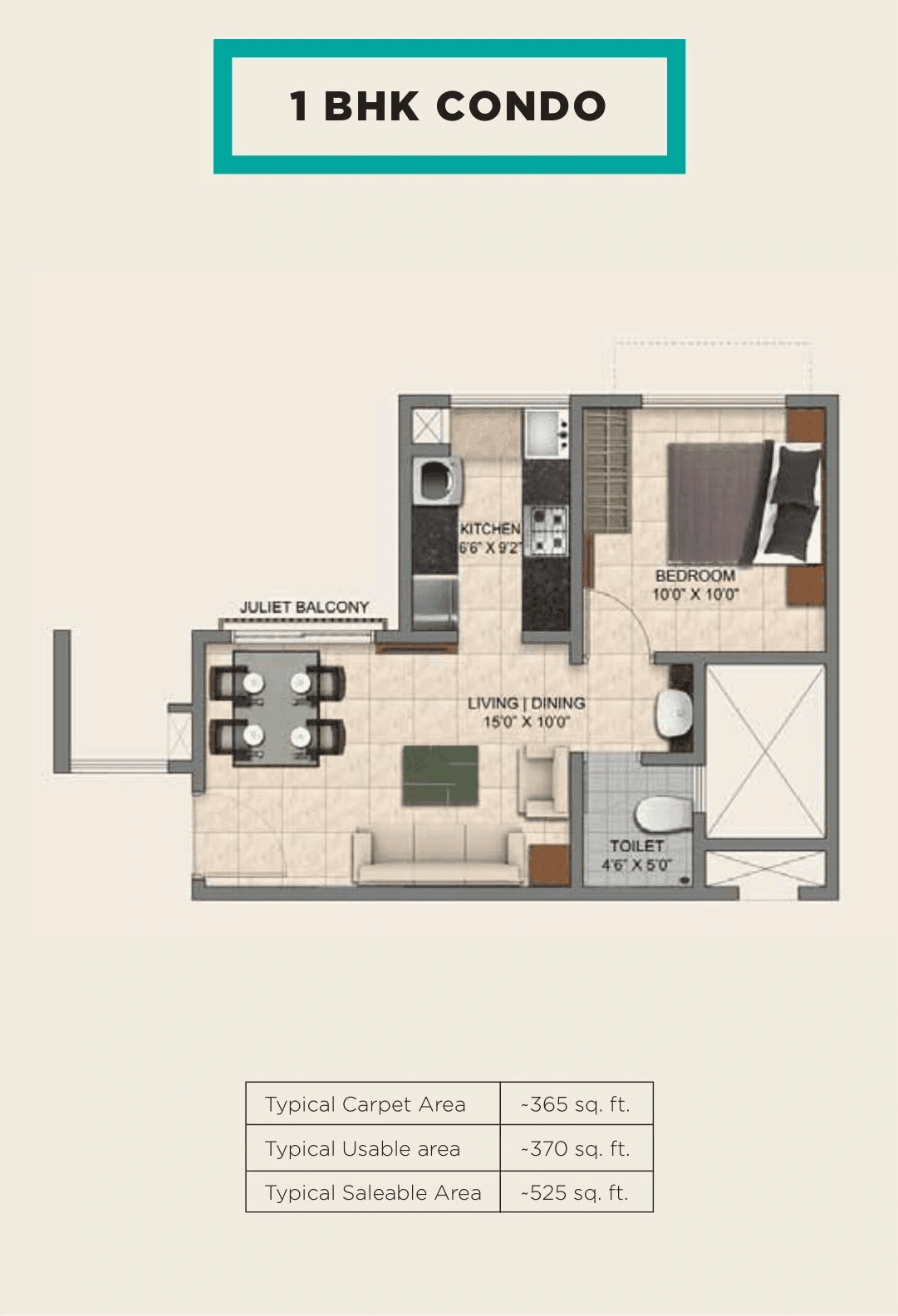 Provident Park Square Unit plan - 365 sq.ft.