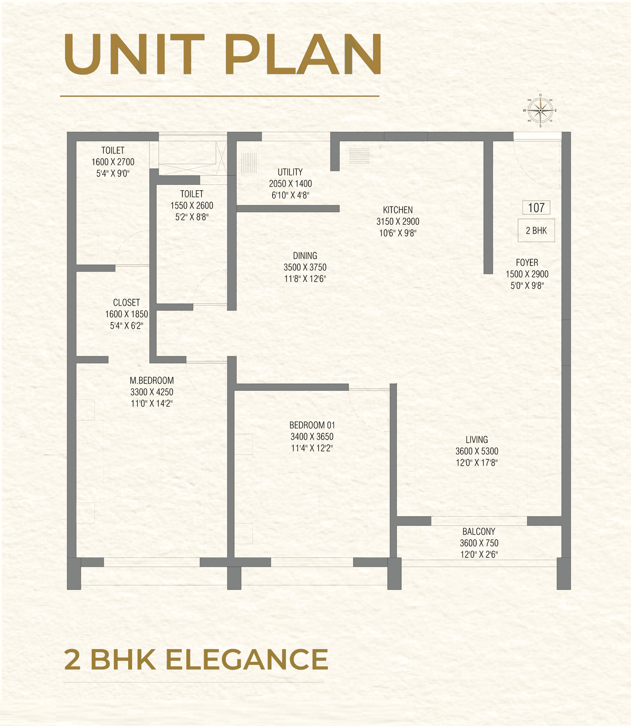 Soven Sachi Unit plan - 987 sq.ft.