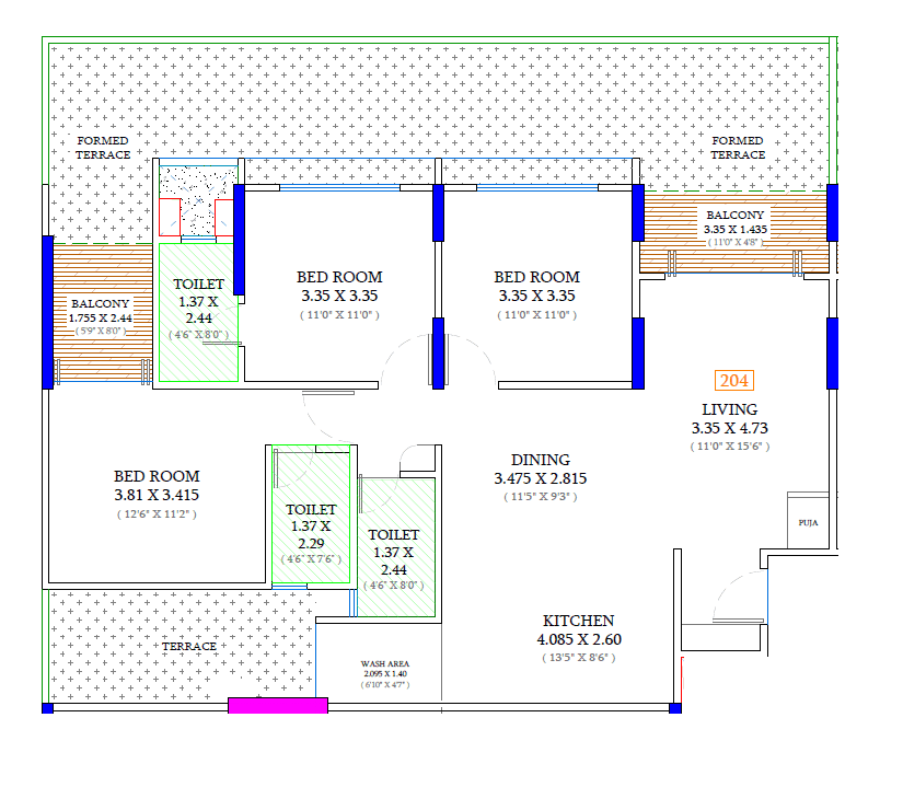 Shubh Nirvana Unit plan - 1337 sq.ft.