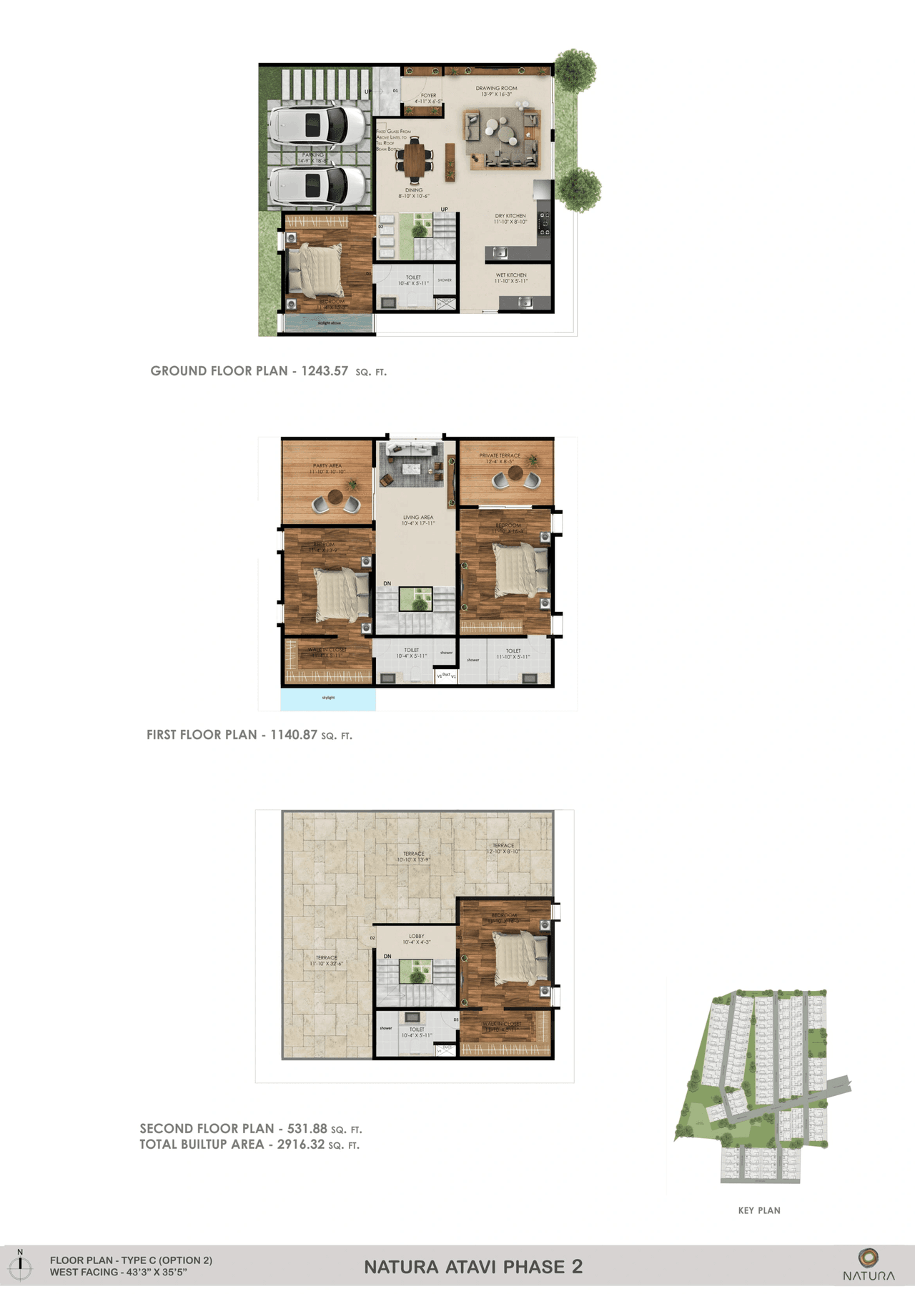 Natura Atavi Phase II Unit plan - 1532 sq.ft.