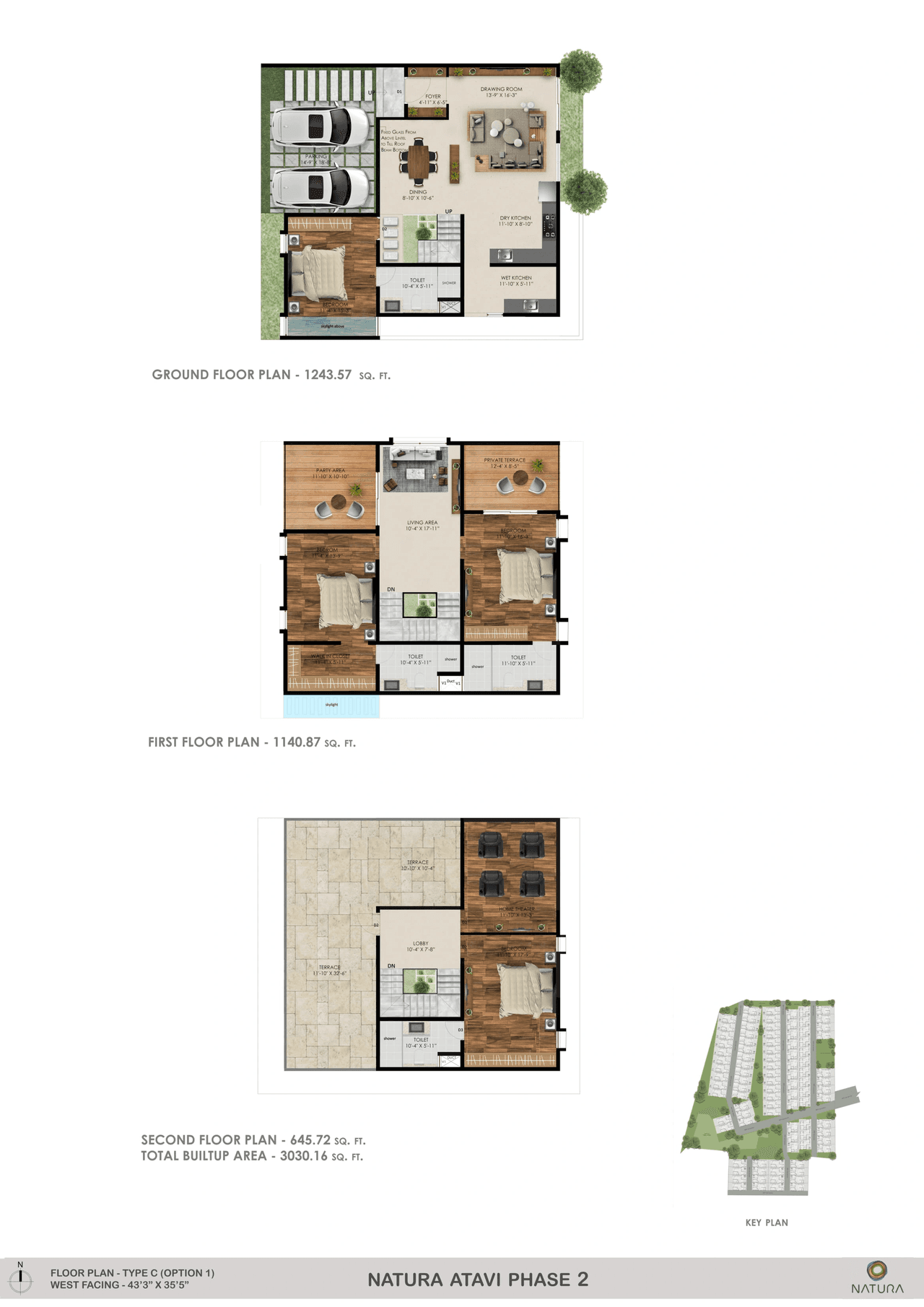 Natura Atavi Phase II Unit plan - 1532 sq.ft.