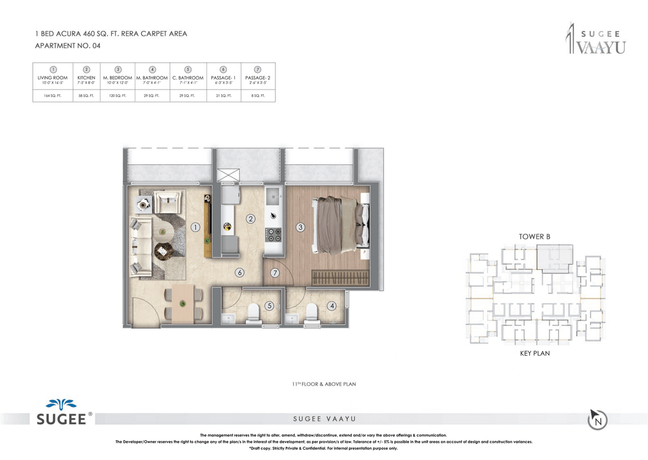 Sugee Vaayu Unit plan - 460 sq.ft.