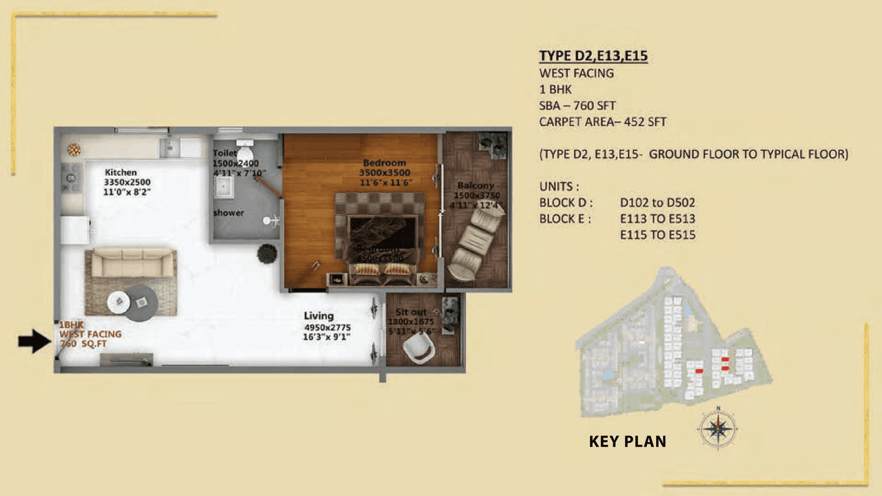 Abhee Silicon Shine Phase 2 Unit plan - 452 sq.ft.