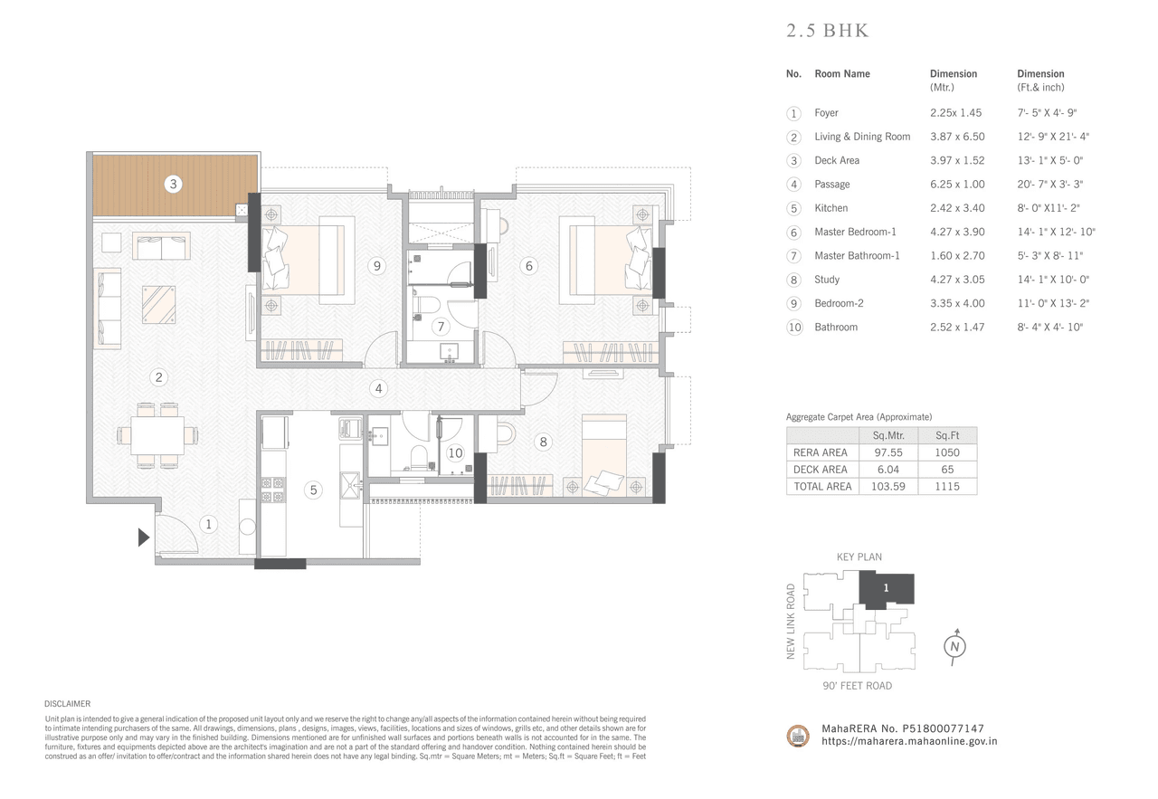MS Esquina Private Residence Unit plan - 1115 sq.ft.