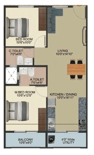 DS MAX Spoorthi Unit plan - 717 sq.ft.