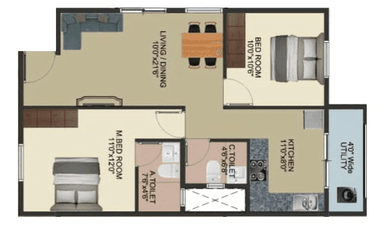 DS MAX Spoorthi Unit plan - 736 sq.ft.