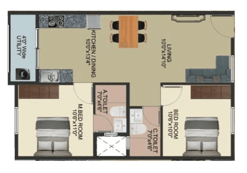 DS MAX Spoorthi Unit plan - 629 sq.ft.