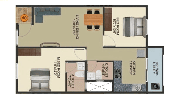 DS MAX Spoorthi Unit plan - 692 sq.ft.
