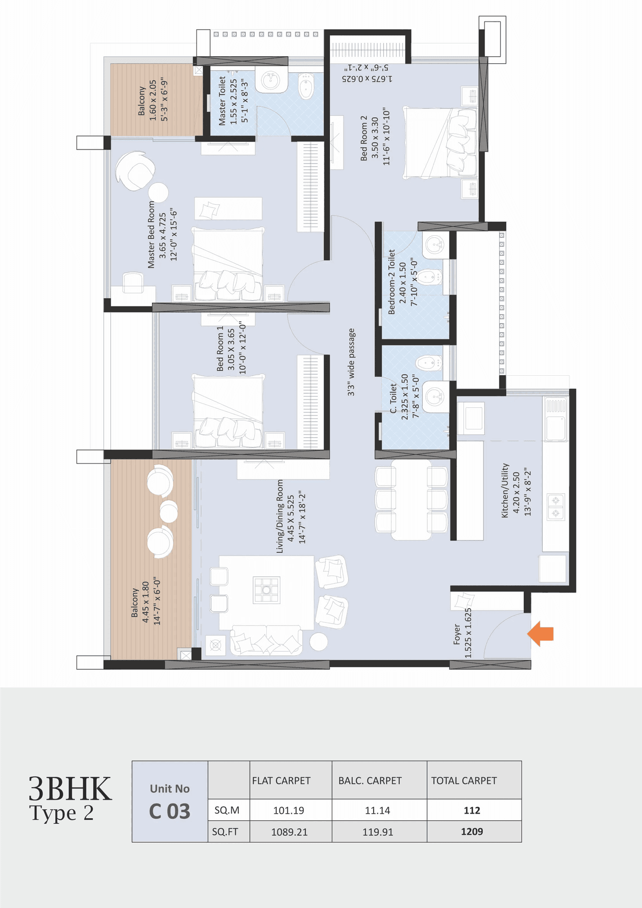 Bhandari 31 Palma Drive Unit plan - 1209 sq.ft.
