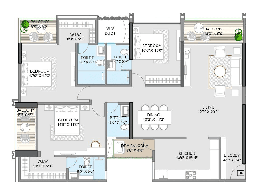 G M Ranavat Aura Kollective Unit plan - 1576 sq.ft.