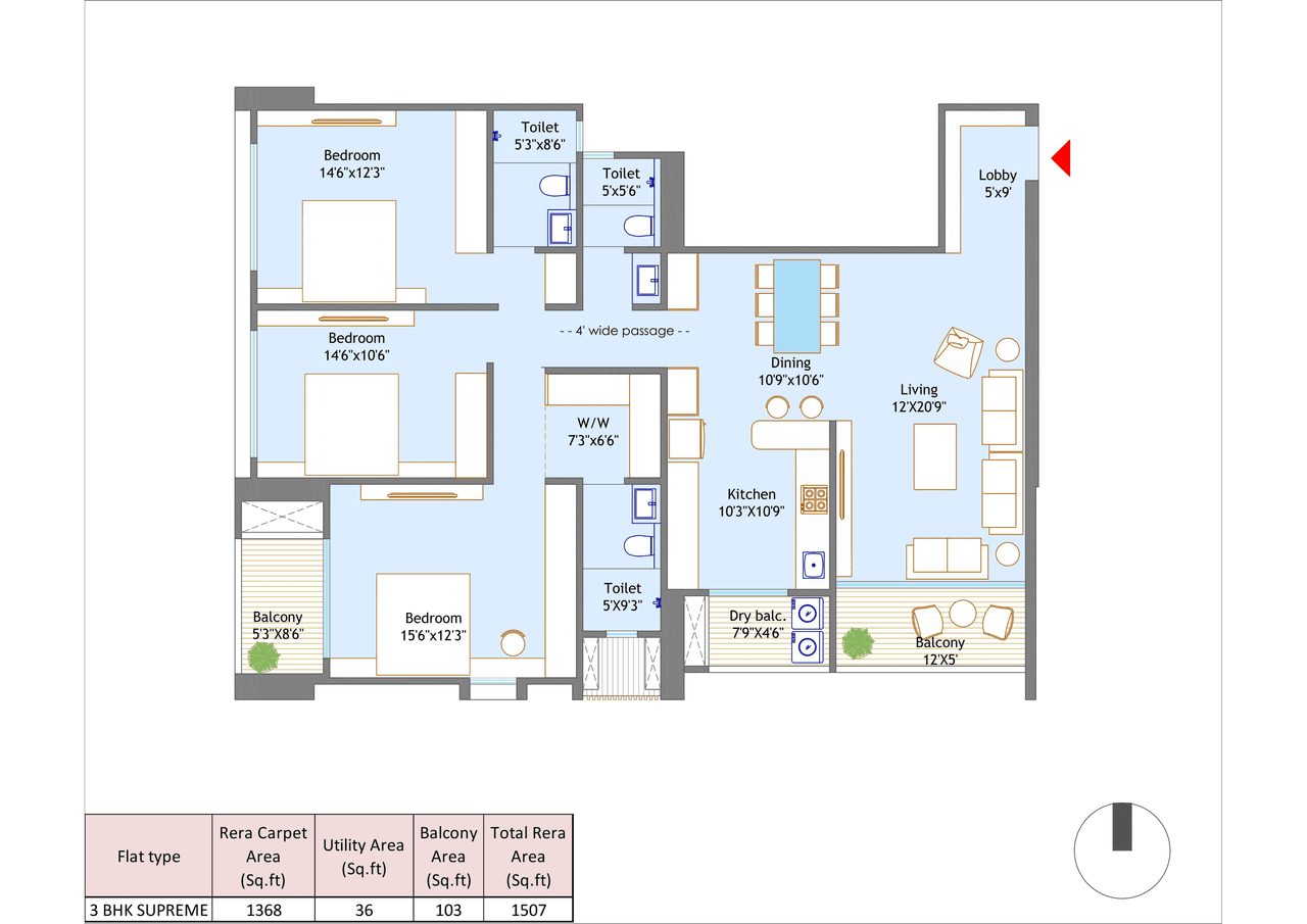Majestique Krutarth Unit plan - 1507 sq.ft.