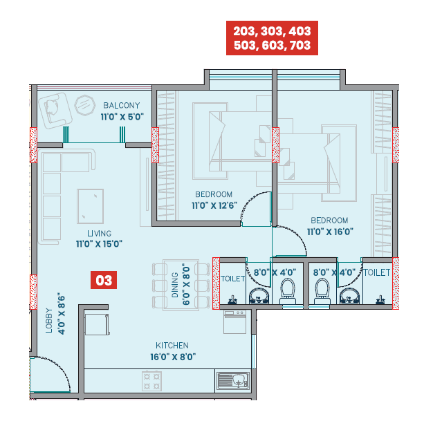 Siddhivinayak The Landmark Unit plan - 841 sq.ft.