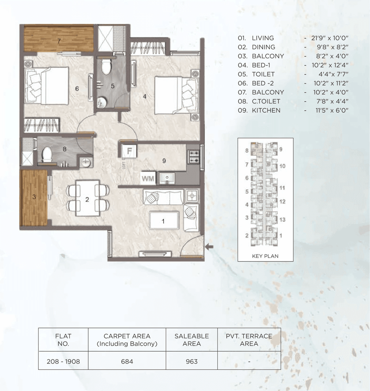 Jain Anushree Unit plan - 683 sq.ft.