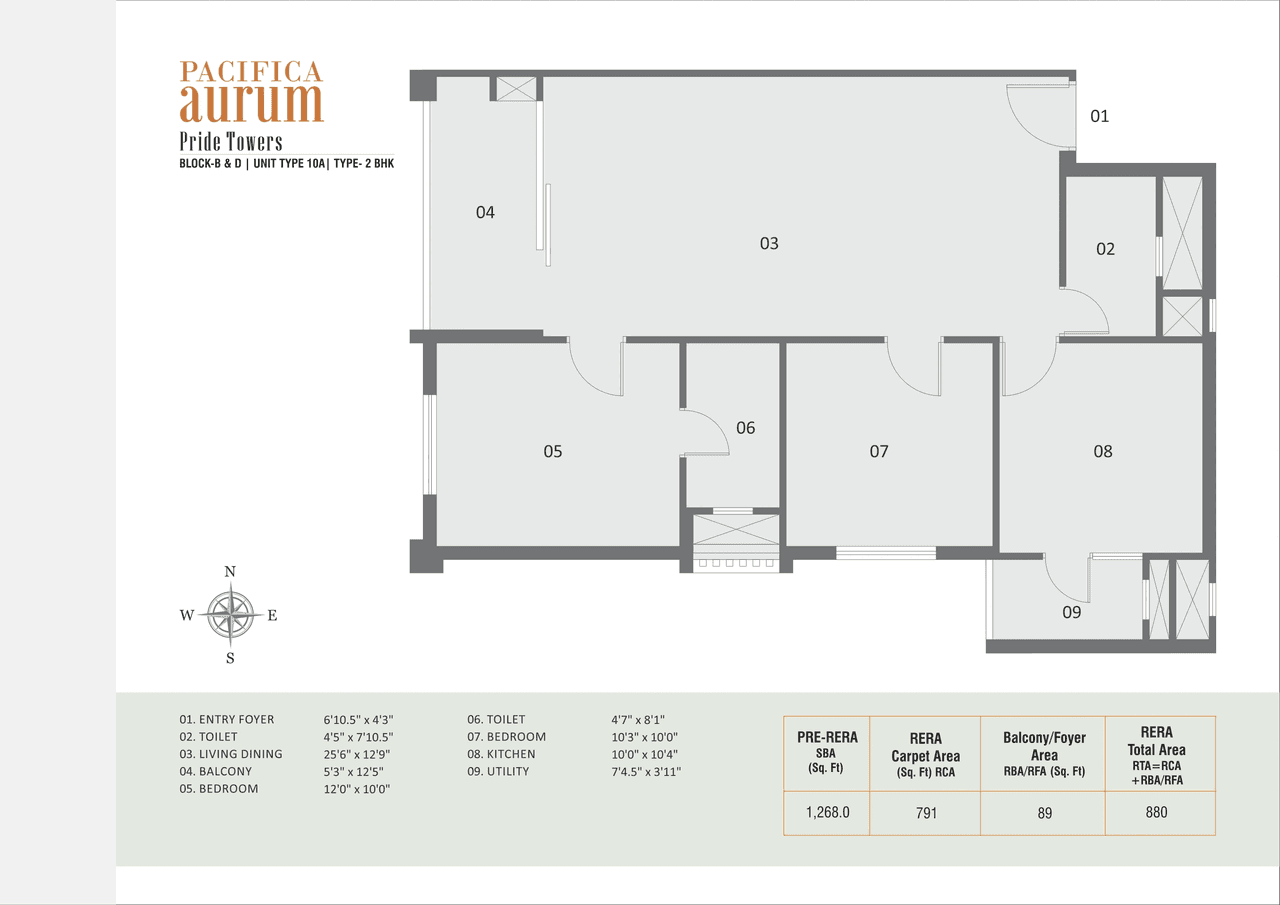 Pacifica Pride Towers Unit plan - 880 sq.ft.