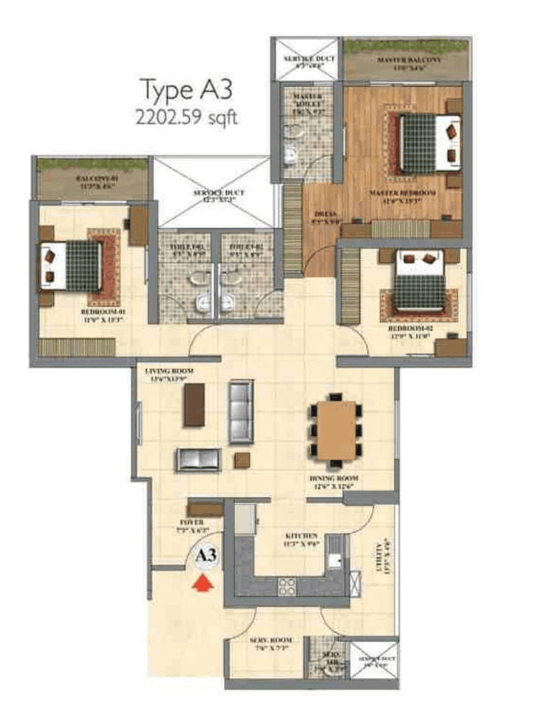 R J Lake Gardenia Unit plan - 1541 sq.ft.