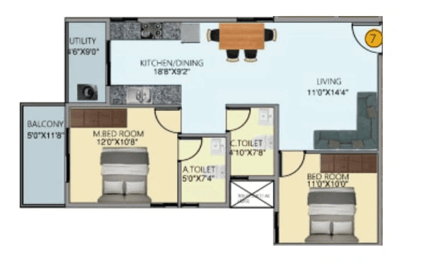 DS MAX Skyshubham Unit plan - 768 sq.ft.