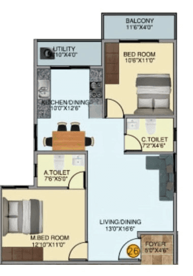 DS MAX Skyshubham Unit plan - 786 sq.ft.