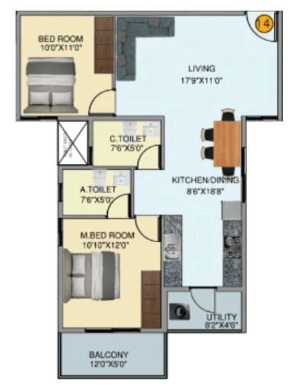 DS MAX Skyshubham Unit plan - 793 sq.ft.